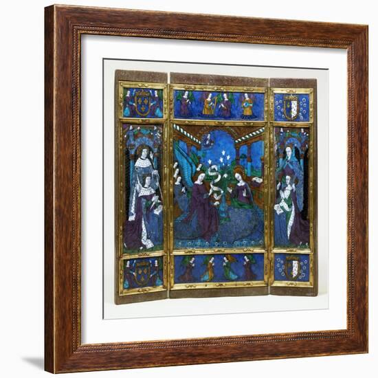 Triptych of King Louis XII and Anne of Brittany and the Annunciation, c.1500-null-Framed Giclee Print