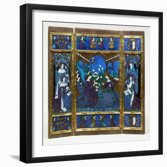 Triptych of King Louis XII and Anne of Brittany and the Annunciation, c.1500-null-Framed Giclee Print