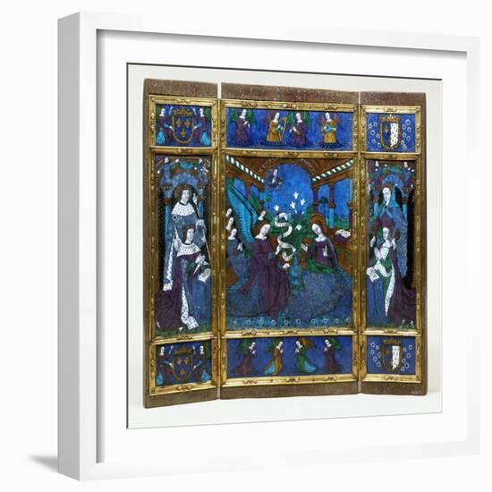 Triptych of King Louis XII and Anne of Brittany and the Annunciation, c.1500-null-Framed Giclee Print