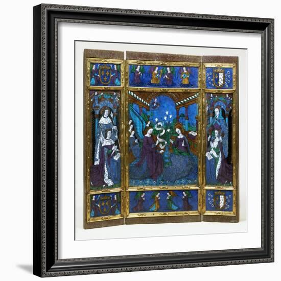 Triptych of King Louis XII and Anne of Brittany and the Annunciation, c.1500-null-Framed Giclee Print
