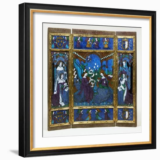 Triptych of King Louis XII and Anne of Brittany and the Annunciation, c.1500-null-Framed Giclee Print