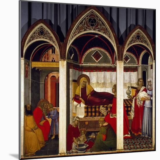 Triptych of the Birth of the Virgin, 1342-Pietro Lorenzetti-Mounted Giclee Print