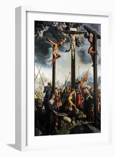 Triptych of the Crucifixion, 1535, by Jan Van Scorel (1495-1562). Netherlands-Jan van Scorel-Framed Giclee Print