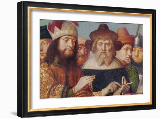 Triptych of the Crucifixion, Left Panel: Jewish Judges, Roman Soldiers (Detail of the Heads), C.148-Gerard David-Framed Giclee Print