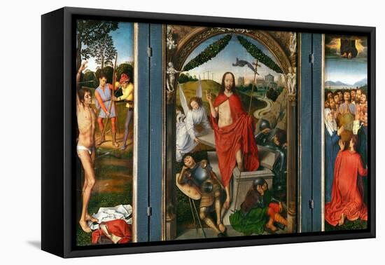 Triptych of the Resurrection with Saint Sebastian (Left Wing) and Ascension of Christ (Right Wing)-Hans Memling-Framed Premier Image Canvas