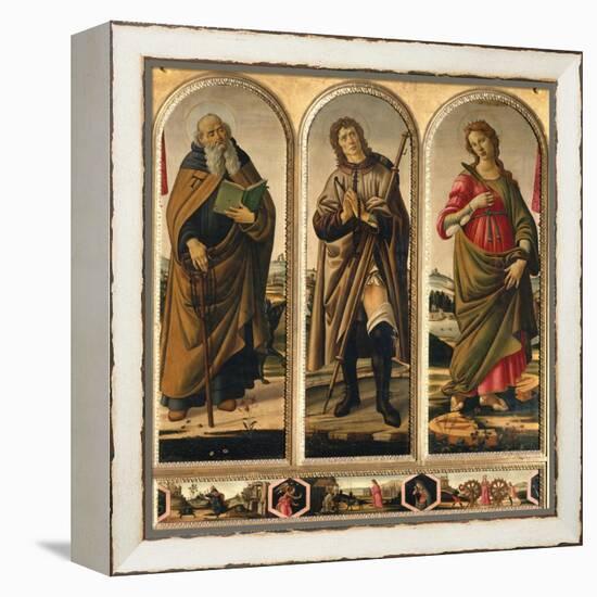 Triptych with St. Anthony Abbot, St. Roch, and St. Catherine of Alexandria-Sandro Botticelli-Framed Premier Image Canvas