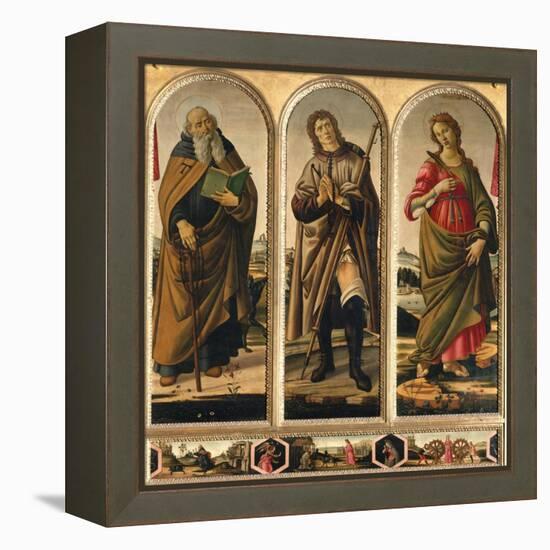 Triptych with St. Anthony Abbot, St. Roch, and St. Catherine of Alexandria-Sandro Botticelli-Framed Premier Image Canvas