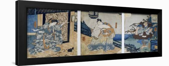 Triptych with the Adventures of Coxinga/ Watonai by Hachiman Taro Yoshiie-Kuniyoshi Utagawa-Framed Giclee Print