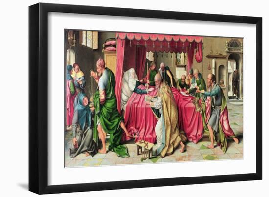 Triptych with the Death of the Virgin, 1515 (Oil on Panel)-Joos van Cleve-Framed Giclee Print