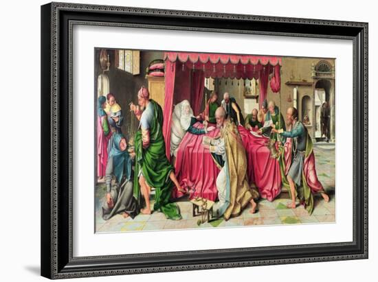 Triptych with the Death of the Virgin, 1515 (Oil on Panel)-Joos van Cleve-Framed Giclee Print