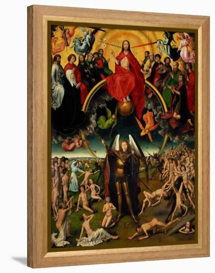 Triptych with the Last Judgement, center panel: Judgement and Weighing of Souls.-Hans Memling-Framed Premier Image Canvas