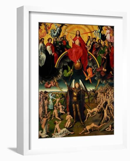 Triptych with the Last Judgement, center panel: Judgement and Weighing of Souls.-Hans Memling-Framed Giclee Print