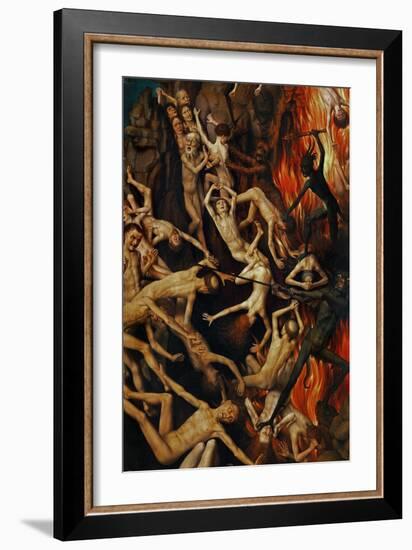 Triptych with the Last Judgement, Right Wing, Detail: Casting the Damned into Hell, 1467-71-Hans Memling-Framed Giclee Print