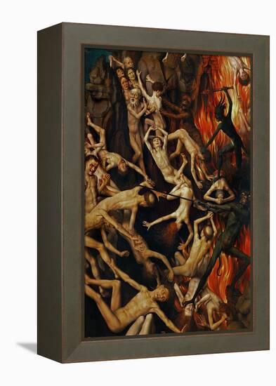 Triptych with the Last Judgement, Right Wing, Detail: Casting the Damned into Hell, 1467-71-Hans Memling-Framed Premier Image Canvas