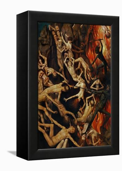 Triptych with the Last Judgement, Right Wing, Detail: Casting the Damned into Hell, 1467-71-Hans Memling-Framed Premier Image Canvas