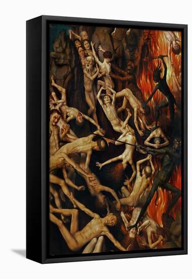 Triptych with the Last Judgement, Right Wing, Detail: Casting the Damned into Hell, 1467-71-Hans Memling-Framed Premier Image Canvas