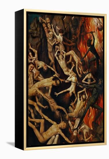 Triptych with the Last Judgement, Right Wing, Detail: Casting the Damned into Hell, 1467-71-Hans Memling-Framed Premier Image Canvas