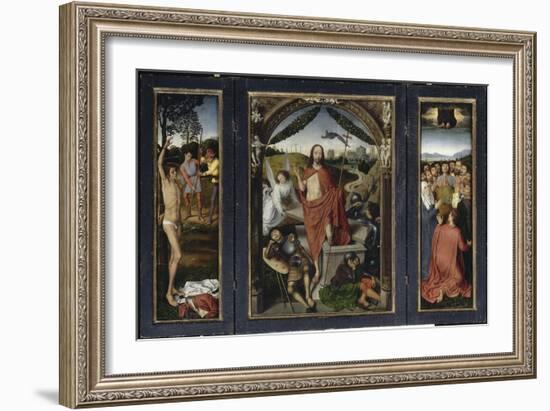 Triptyque de la résurrection (Résurrection, Martyre de Saint Sébastien, l'Ascencion)-Hans Memling-Framed Giclee Print