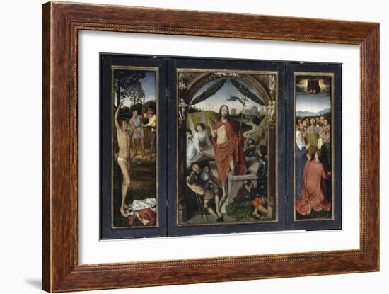 Triptyque de la résurrection (Résurrection, Martyre de Saint Sébastien, l'Ascencion)-Hans Memling-Framed Giclee Print