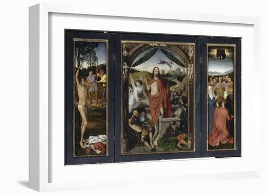 Triptyque de la résurrection (Résurrection, Martyre de Saint Sébastien, l'Ascencion)-Hans Memling-Framed Giclee Print