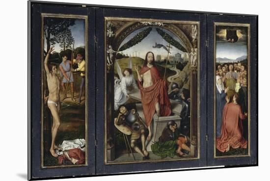 Triptyque de la résurrection (Résurrection, Martyre de Saint Sébastien, l'Ascencion)-Hans Memling-Mounted Giclee Print