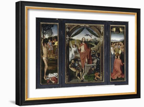 Triptyque de la résurrection (Résurrection, Martyre de Saint Sébastien, l'Ascencion)-Hans Memling-Framed Giclee Print