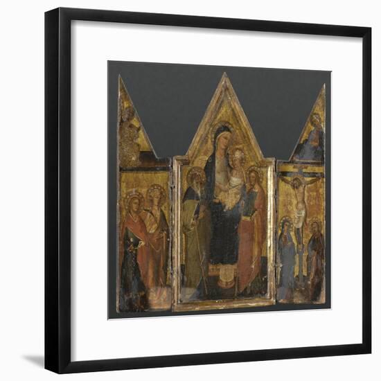 Triptyque. Panneau central : Vierge à l'Enfant avec saints Antoine et Jacques-de San Jacopo a Mucciana Maître-Framed Giclee Print