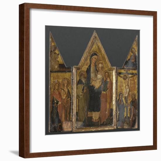 Triptyque. Panneau central : Vierge à l'Enfant avec saints Antoine et Jacques-de San Jacopo a Mucciana Maître-Framed Giclee Print