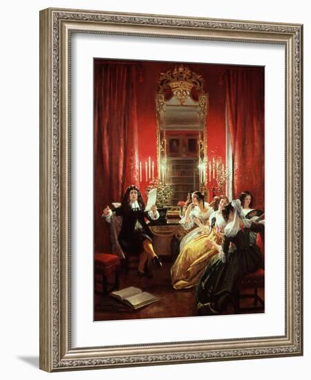 Trissotin Reading His Sonnet, from "Les Femmes Savantes" by Moliere 1846-Charles Robert Leslie-Framed Giclee Print