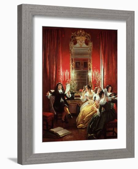 Trissotin Reading His Sonnet, from "Les Femmes Savantes" by Moliere 1846-Charles Robert Leslie-Framed Giclee Print