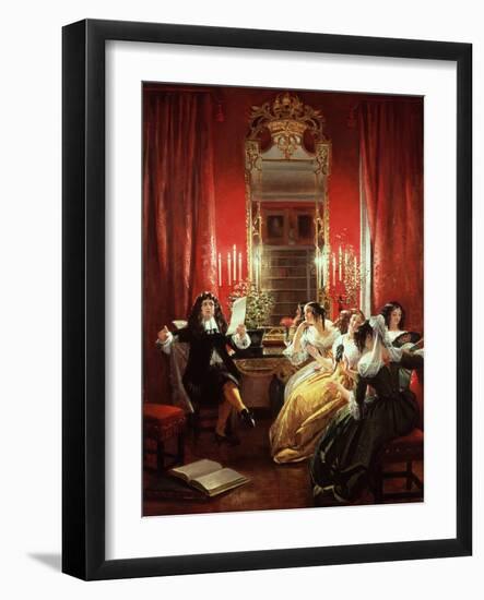 Trissotin Reading His Sonnet, from "Les Femmes Savantes" by Moliere 1846-Charles Robert Leslie-Framed Giclee Print
