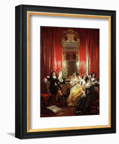 Trissotin Reading His Sonnet, from "Les Femmes Savantes" by Moliere 1846-Charles Robert Leslie-Framed Giclee Print