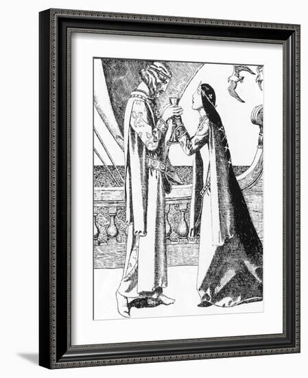 Tristan and Iseult Drinking the Love Potion, Illustration from 'The Story of the Champions of the R-Howard Pyle-Framed Giclee Print