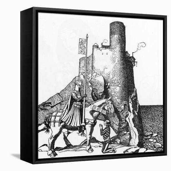 Tristan Arriving at the Castle of Sir Nabon, Illustration from 'The Story of the Champions of the R-Howard Pyle-Framed Premier Image Canvas
