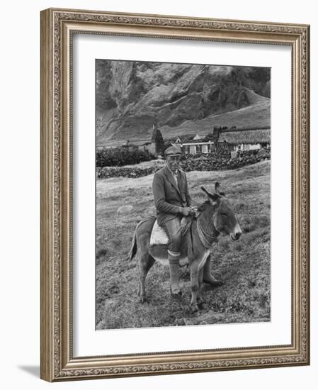 Tristan Da Cunha Island Chef Willie Repetto Riding Donkey-Carl Mydans-Framed Photographic Print