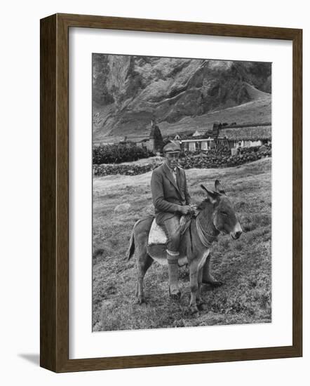 Tristan Da Cunha Island Chef Willie Repetto Riding Donkey-Carl Mydans-Framed Photographic Print