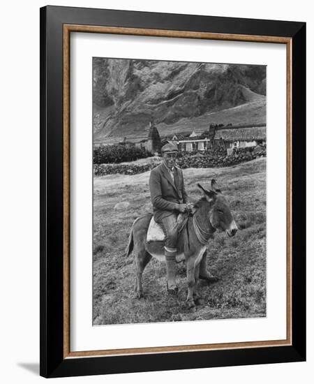 Tristan Da Cunha Island Chef Willie Repetto Riding Donkey-Carl Mydans-Framed Photographic Print