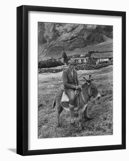 Tristan Da Cunha Island Chef Willie Repetto Riding Donkey-Carl Mydans-Framed Photographic Print