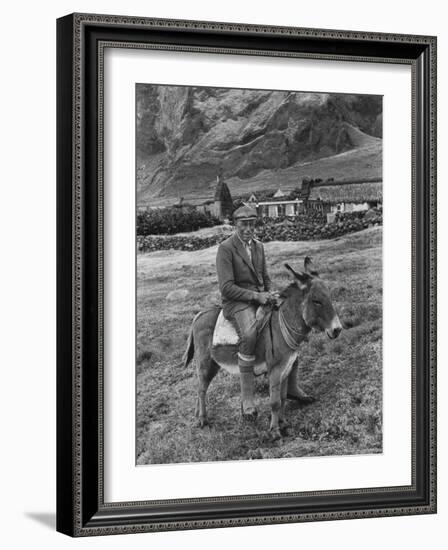 Tristan Da Cunha Island Chef Willie Repetto Riding Donkey-Carl Mydans-Framed Photographic Print