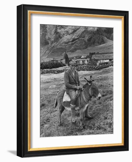 Tristan Da Cunha Island Chef Willie Repetto Riding Donkey-Carl Mydans-Framed Photographic Print