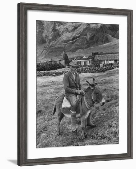 Tristan Da Cunha Island Chef Willie Repetto Riding Donkey-Carl Mydans-Framed Photographic Print