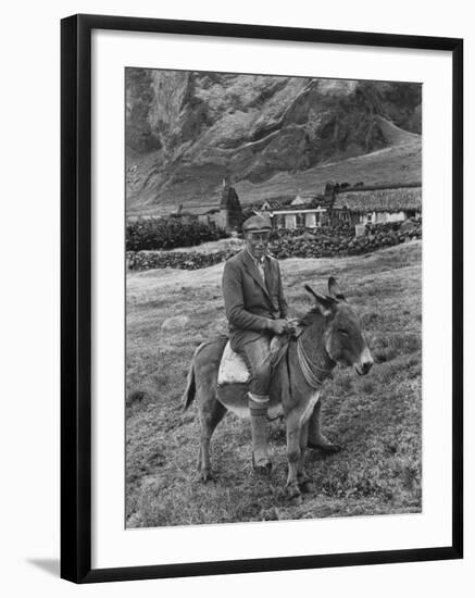 Tristan Da Cunha Island Chef Willie Repetto Riding Donkey-Carl Mydans-Framed Photographic Print