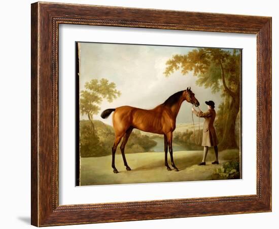 Tristram Shandy, a Bay Racehorse Held by a Groom in an Extensive Landscape, C.1760-George Stubbs-Framed Giclee Print