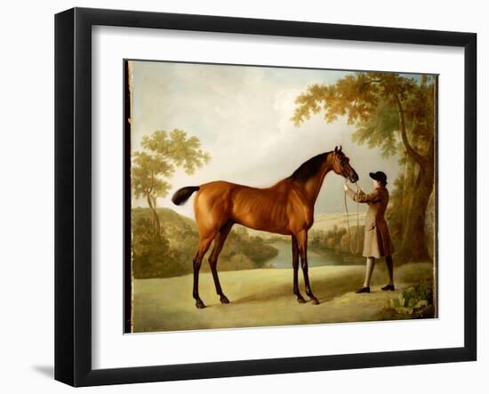 Tristram Shandy, a Bay Racehorse Held by a Groom in an Extensive Landscape, C.1760-George Stubbs-Framed Giclee Print