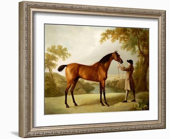 Tristram Shandy, a Bay Racehorse Held by a Groom in an Extensive Landscape, circa 1760-George Stubbs-Framed Giclee Print