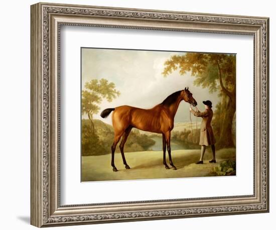 Tristram Shandy, a Bay Racehorse Held by a Groom in an Extensive Landscape, circa 1760-George Stubbs-Framed Giclee Print