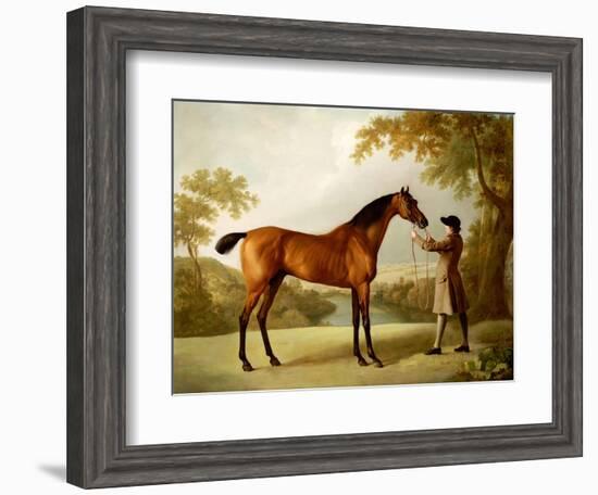 Tristram Shandy, a Bay Racehorse Held by a Groom in an Extensive Landscape, circa 1760-George Stubbs-Framed Giclee Print