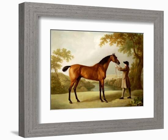 Tristram Shandy, a Bay Racehorse Held by a Groom in an Extensive Landscape, circa 1760-George Stubbs-Framed Giclee Print