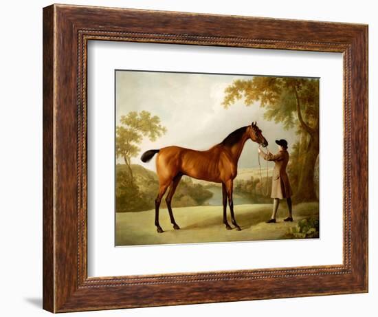 Tristram Shandy, a Bay Racehorse Held by a Groom in an Extensive Landscape, circa 1760-George Stubbs-Framed Giclee Print