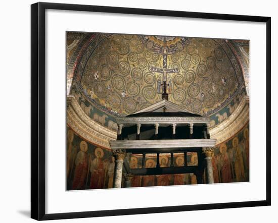 Triumph of Cross, Mosaic from Medallion of Apse, Basilica of St Clement, Rome. Italy, 12th Century-null-Framed Giclee Print